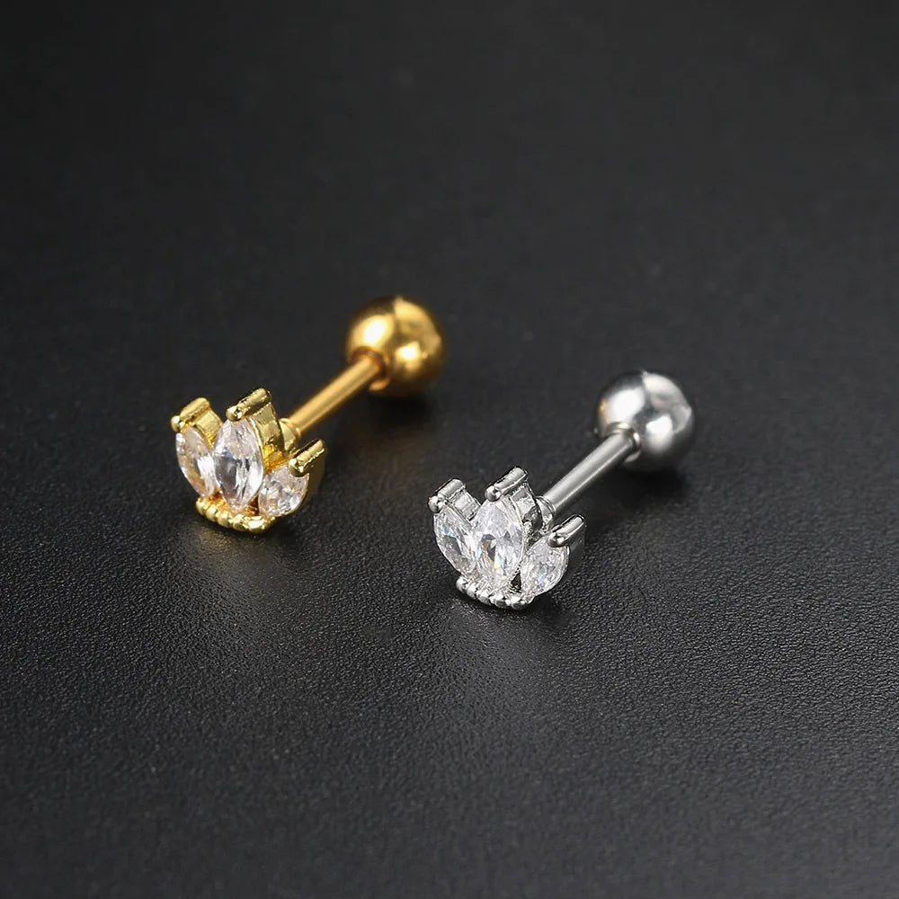 1PC Fashion Helix Daith Piercing Earrings for Teen Girls Dainty Zircon Cartilage Studs Conch Tragus Rook Lobe Ear Hoops Jewelry