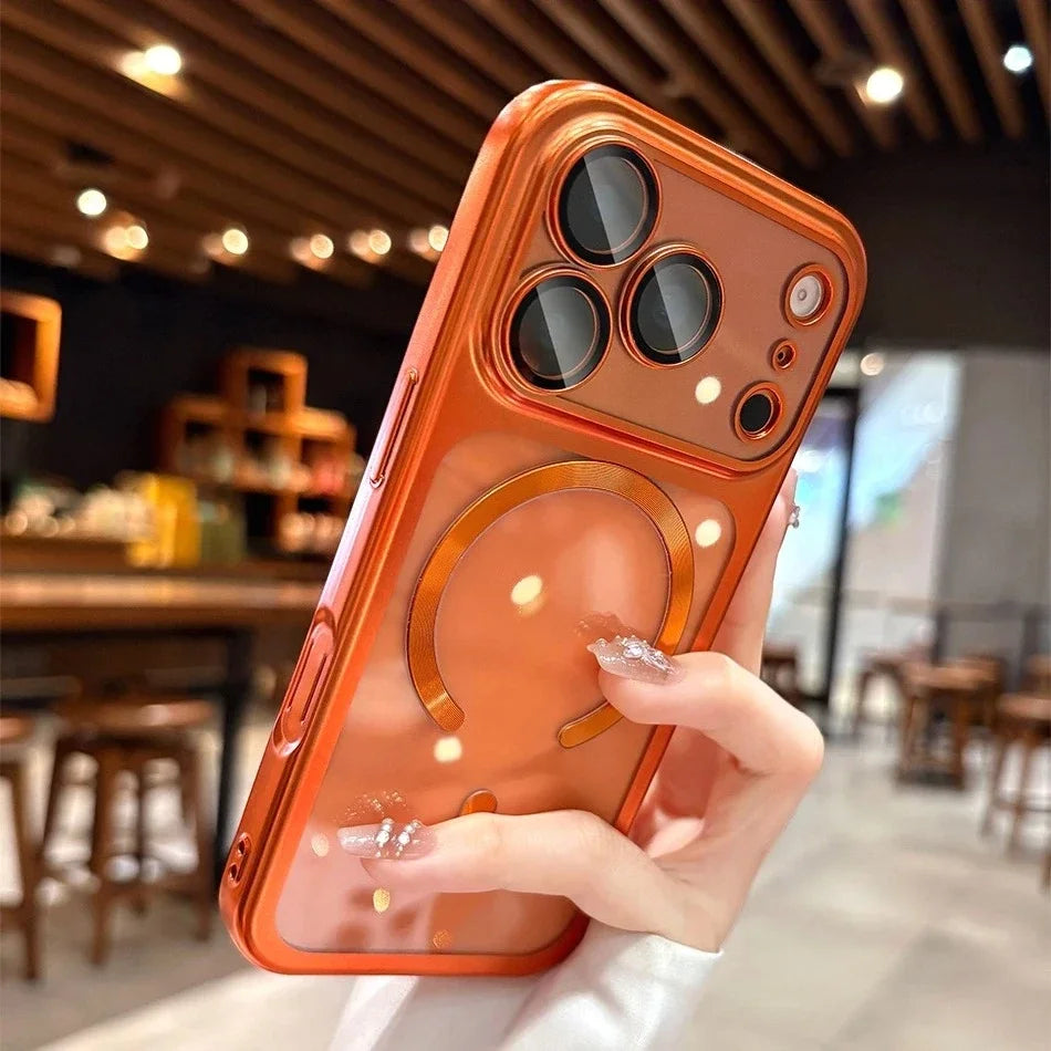 New Plating Transparent For Magsafe Magnetic Case for IPhone 17 17Pro 17 Pro Max 17 Air Original Soft TPU Lens Protector Cover