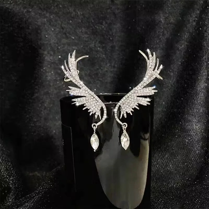Silver Color Angel Wings Stud Ear Clamp Earrings Popular For Women Popular Jewelry Party Accessories Wholesale