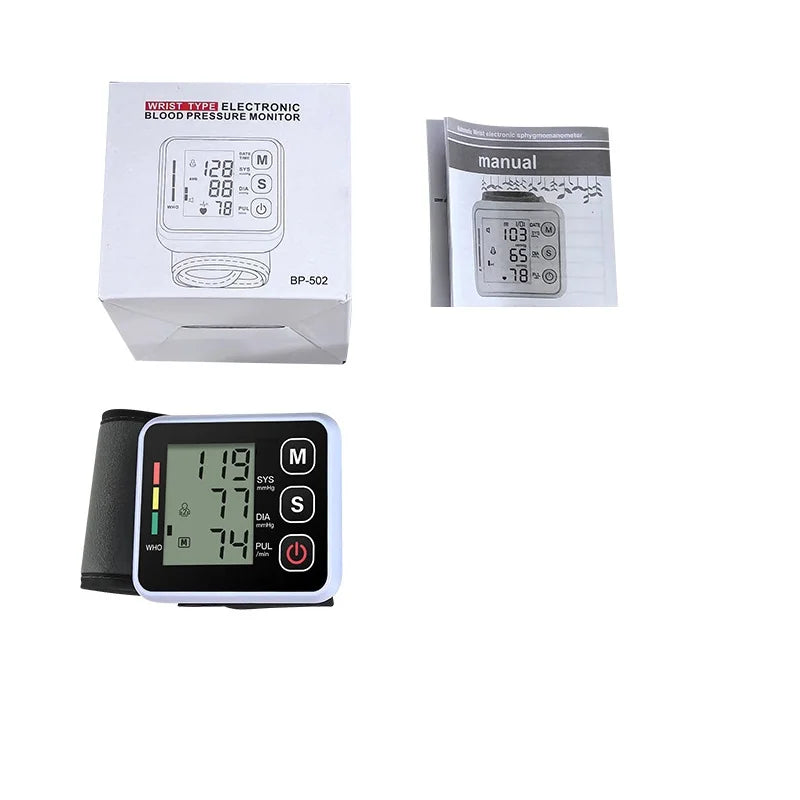 Automatic Tonometer Wrist Blood Pressure Monitor Sphygmomanometer PR LCD Screen Medical Digital Heart Rate Pulse Meter Measure