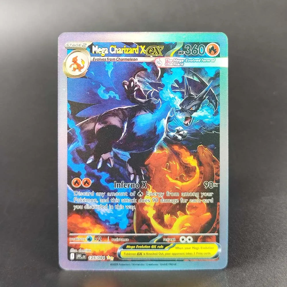 POKEMON PFL English PHANTASMAL FLAMES 125/094 MEGA CHARIZARD X EX GEM MT 10 Collection PTCG Card