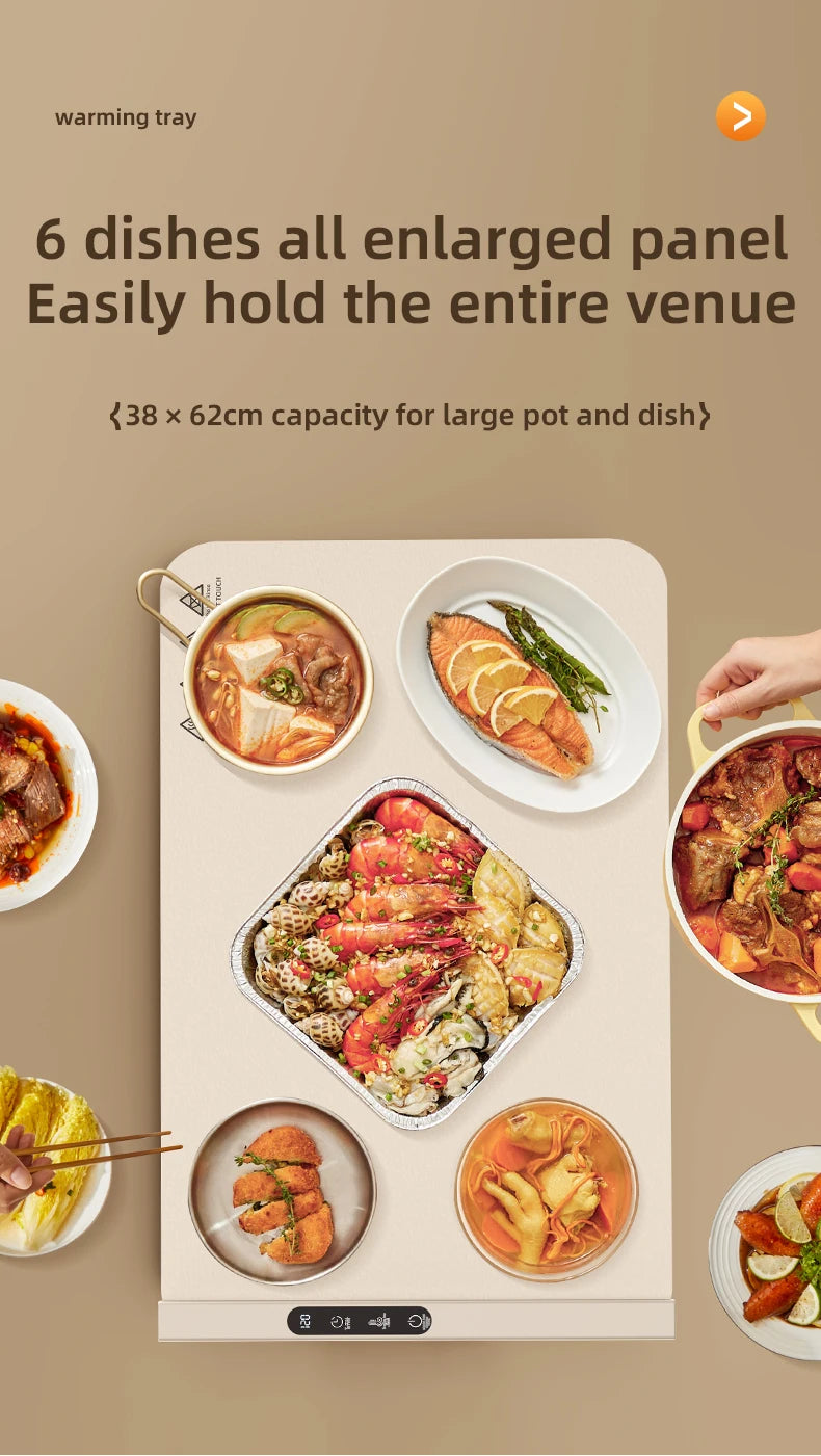 Electric Warming Tray Food Warmer Plate Foldable Portable Smart Food Fast Heating Mat Electric Warming Tray Food Warming Board