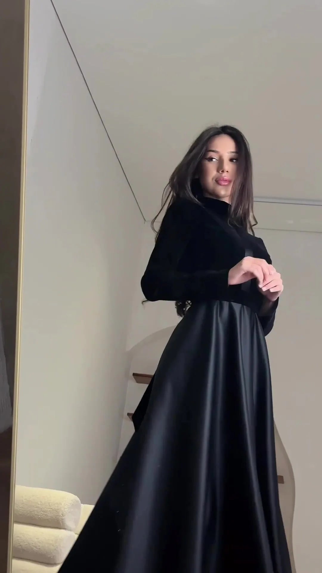 Elegant Dresses Slim Spring Autumn Evening Dresses Female Solid Velvet Dress Ladies Waisted Long Round-Neck Clothes for Women