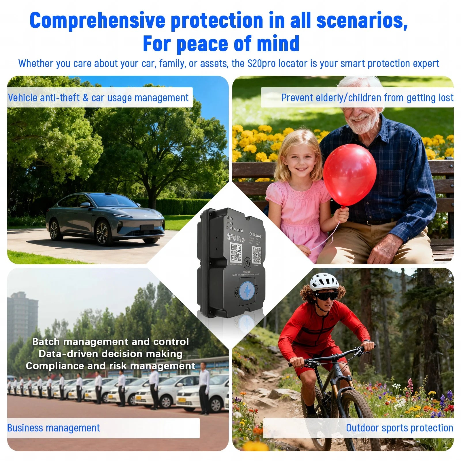 4G GPS Tracker For Vehicle 7500mAh Long Battery Strong Magnetic 4-Star Positioning IP67 Waterproof Multiple Alarms Anti-theft