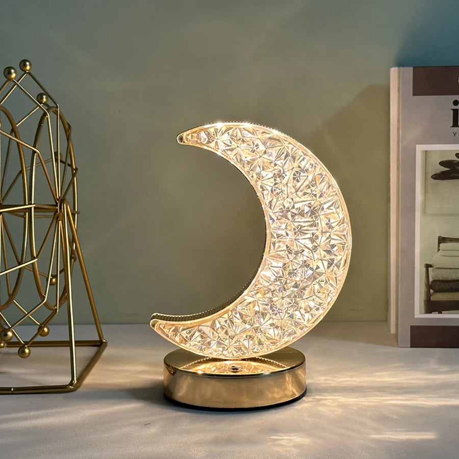 Lunar LED Night Light, Dimmable Bedroom Lamp, USB Powered Ambient Lighting for Desk, Camping, Gift, 3 Color Changing Mood Lamp
