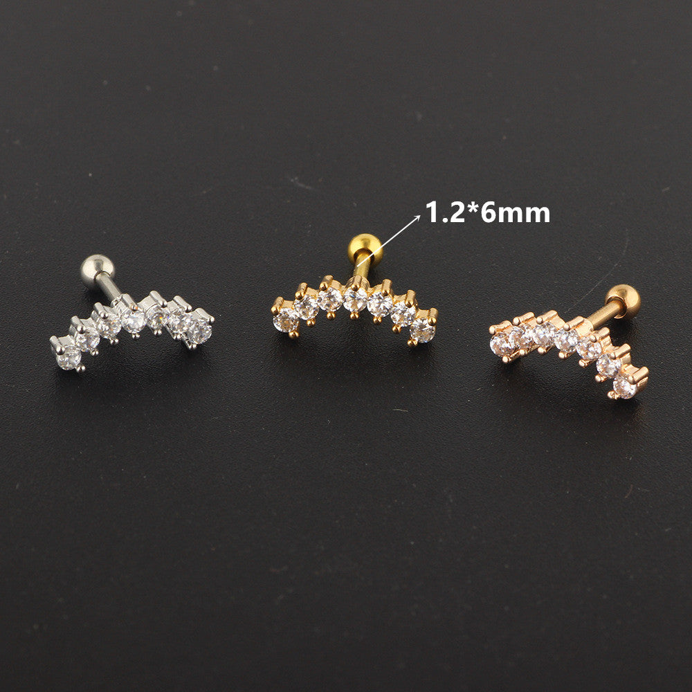 Stainless Steel Hoop Piercing Earring For Women Zircon CZ Cartilage Piercing Helix Daith Conch Tragus Rook Lobe Ear Ring Jewelry