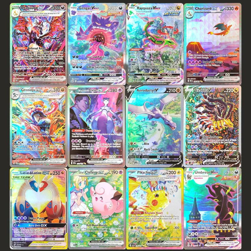 PTCG English Charizard Gengar Giratina Rayquaza Greninja Mewtwo Pikachu Clefairy