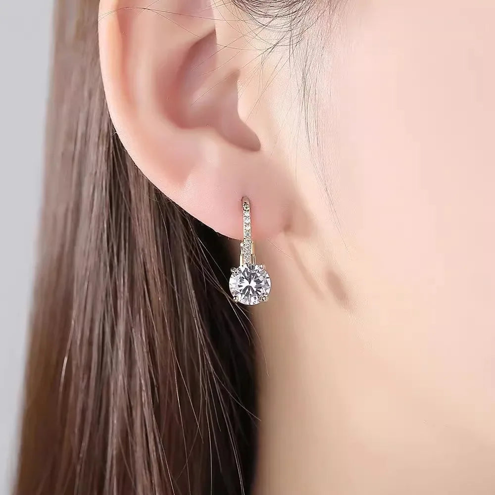 925 Silver Earrings Zircon Flower for Women Sterling Silver Wedding Jewelry Elegant Female Accessories Fashion Gift