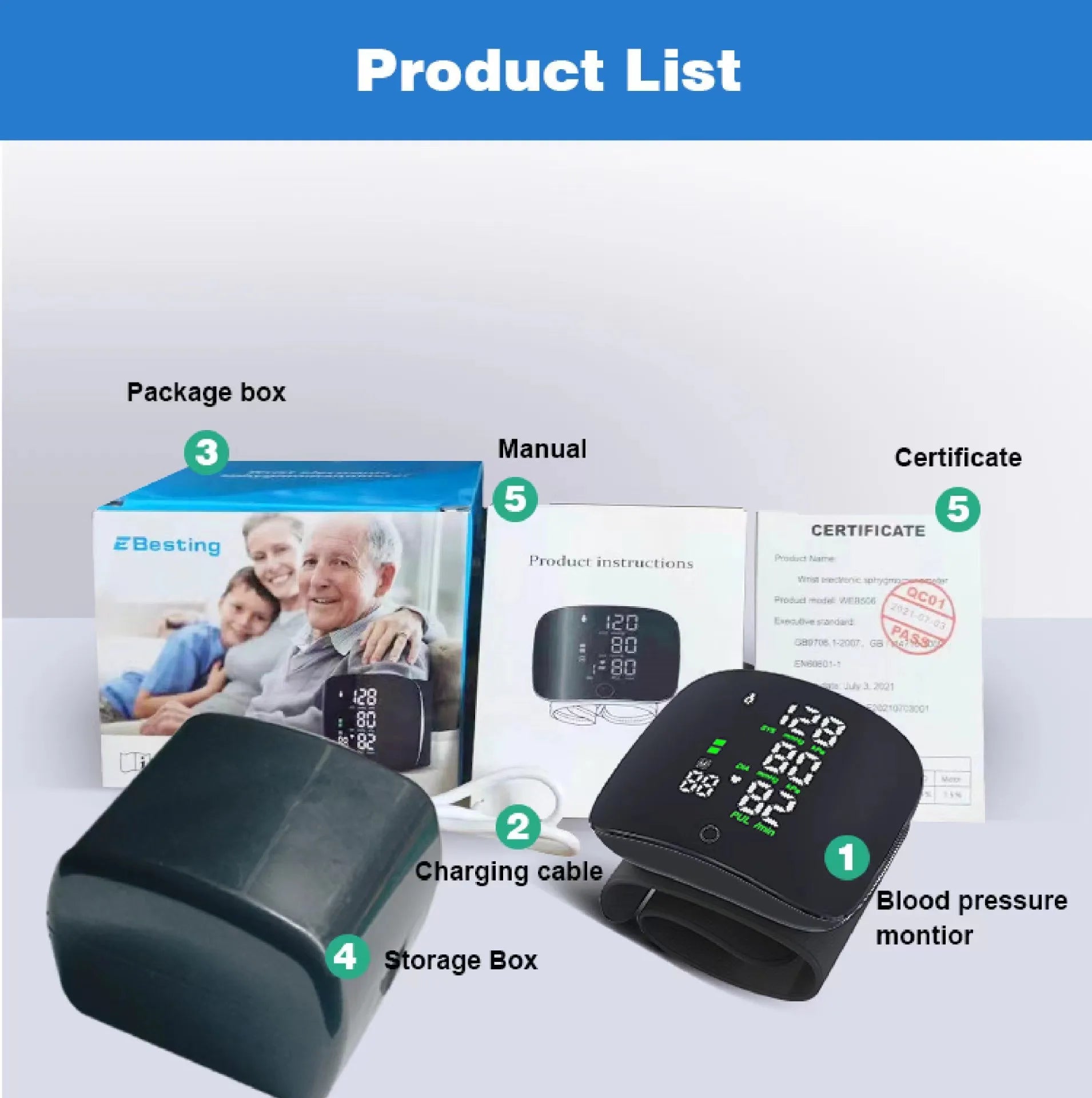 Automatic Tonometer Wrist Blood Pressure Monitor Sphygmomanometer PR LCD Screen Medical Digital Heart Rate Pulse Meter Measure