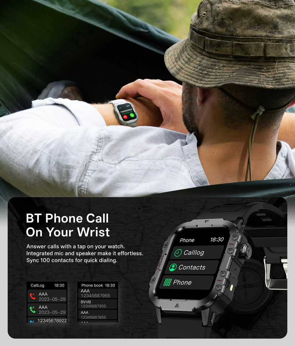 2025 New for Xiaomi Military Smart Watch Men IP67 3ATM Outdoor Sports Fitness Tracker Health Monitor 1.44Inch BT Call Smartwatch