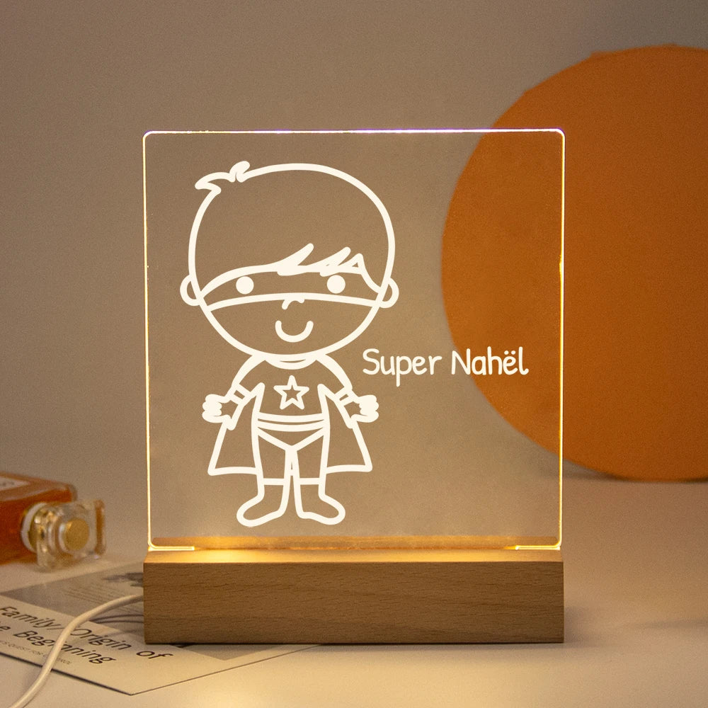 Drop Shipping Personalized Nightlight USB LED Customized Name 3D Lamp  Decoration Bedroom Toys Birthday For Baby Children Gift