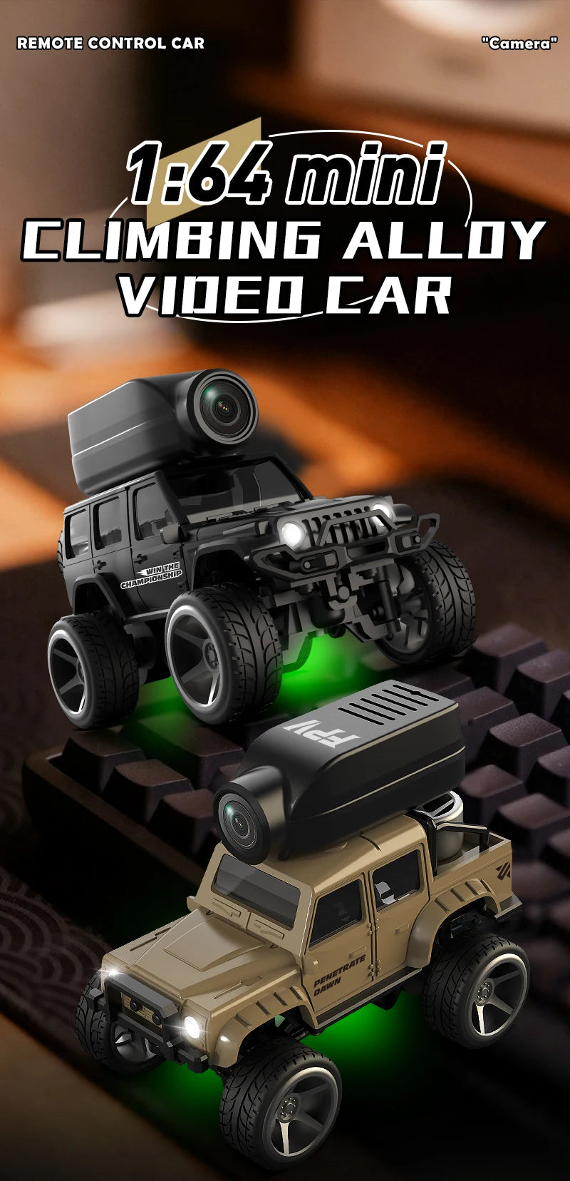 1:64 Mini RC Car 2.4G Remote Contorl Vehicle with Camera WiFi APP Control High Speed Racing Stunt Cars Toy Gift for Kids