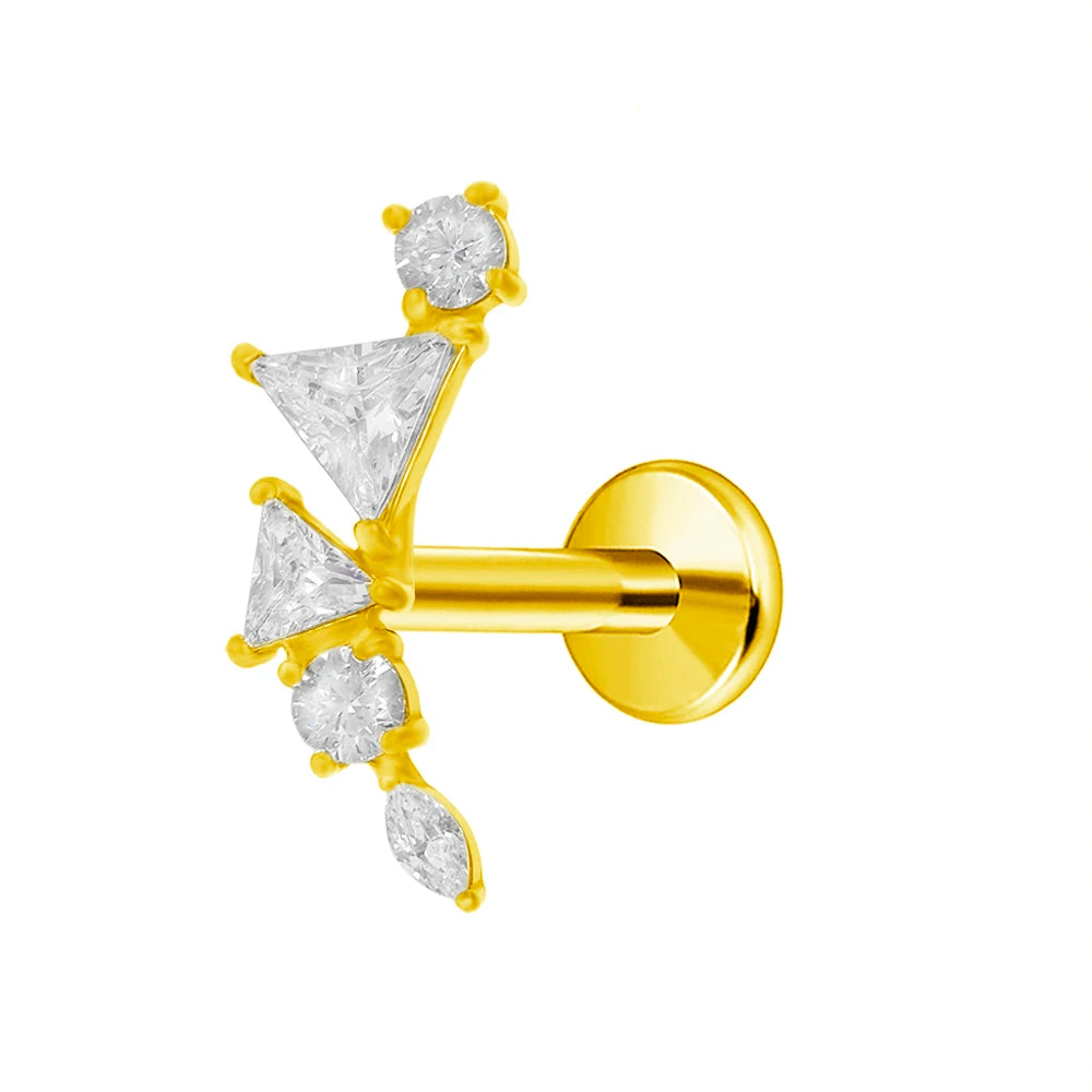 Leaf Helix Piercing Jewelry Forward Helix CZ Earring 100% 316L Stainlesss Steel Internally Threaded Tragus Stud