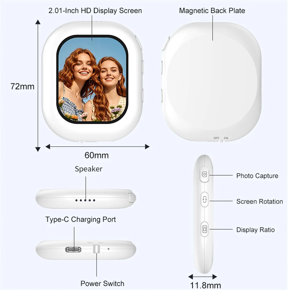 Magnetic Selfie Monitor Screen Mini Wireless Phone Rear Camera Selfie For Vlog Livestream Video Recording Phone Screen Projector