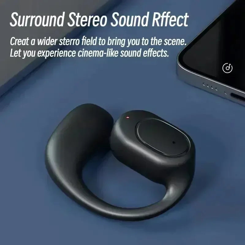 KY2 Single Wireless Earphones Air Conduction OWS Headphone HiFi Ear-Hook Music Sports Noise Cancel Headset For All Smartphones
