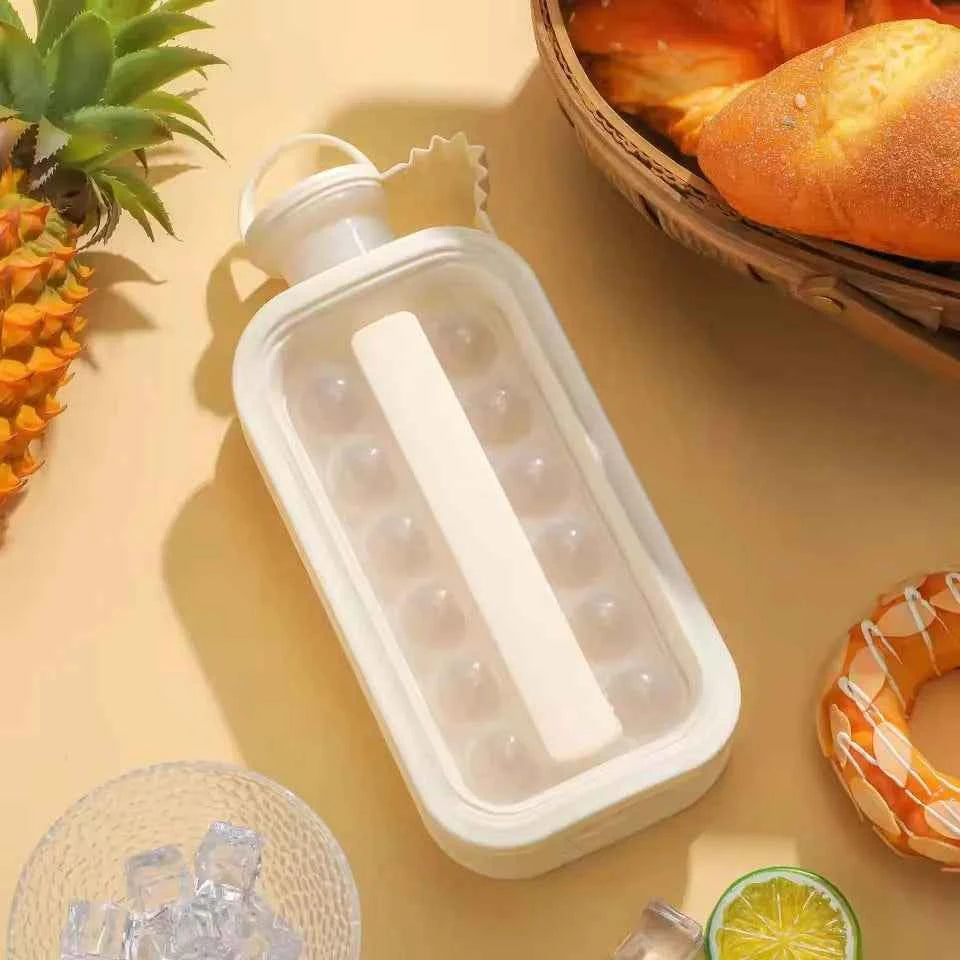 Portable 2-in-1 Folding Ice Maker Water Bottle Creative Ice Cube Mold Kitchen Bar Gadgets Ice Hockey Lattice Making Tool Kettle