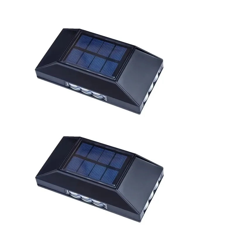 1-4pcs 12 LED Solar Wall Lamp Outdoor Waterproof Four Sides Glowing Light Staircase Villa Balcony Lighting Solar Wall Lights