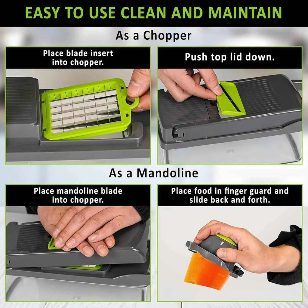Vegetable Chopper,15-in-1 Multifunctional Food Chopper, Vegetable Cutter with Container for Salad,Potato,Carrot,and Garlic