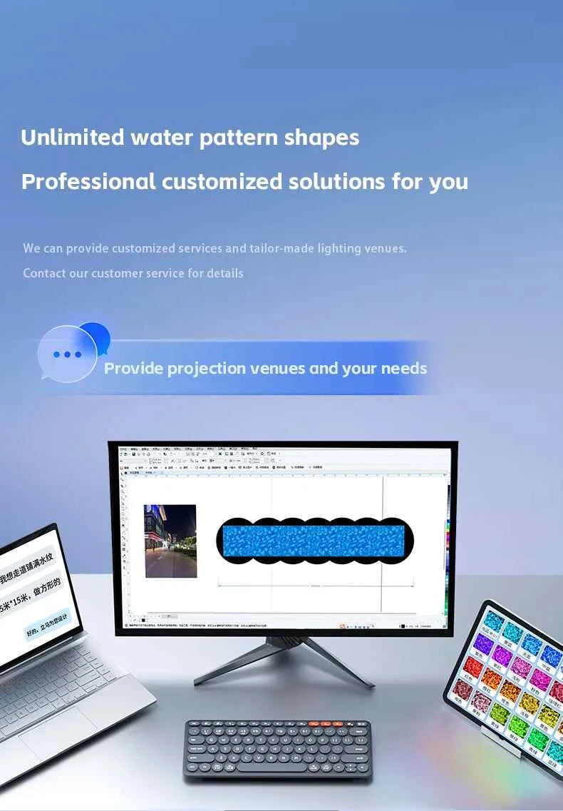 Square water ripple projector dynamic water ripple logo indoor ground corridor outdoor atmosphere lighting waterproof projection