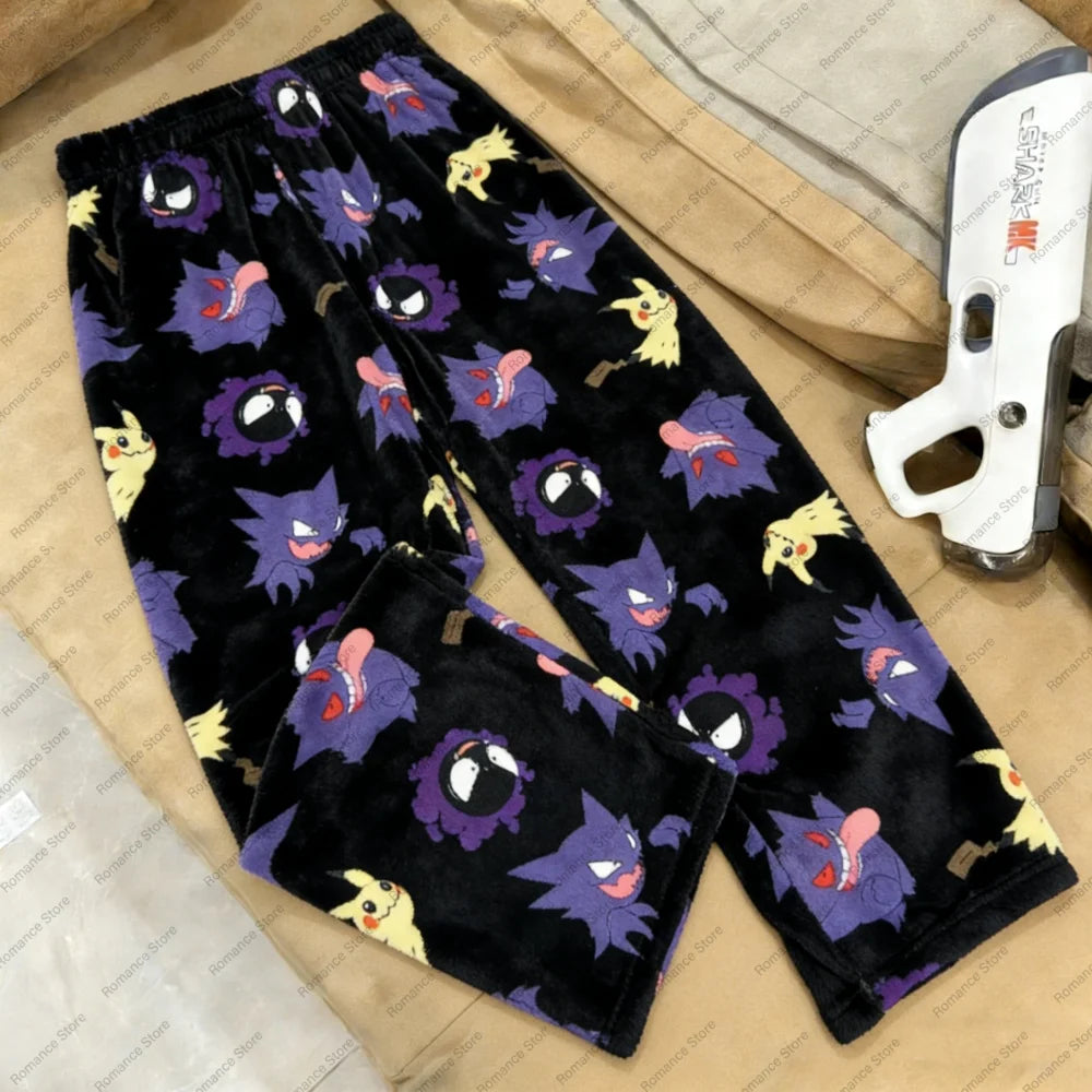 2026 Pocket Monster Pikachu Full Over Print Adult Pajama Pants Matching Family Outfits Early spring Flannel Comfy Casual Pants