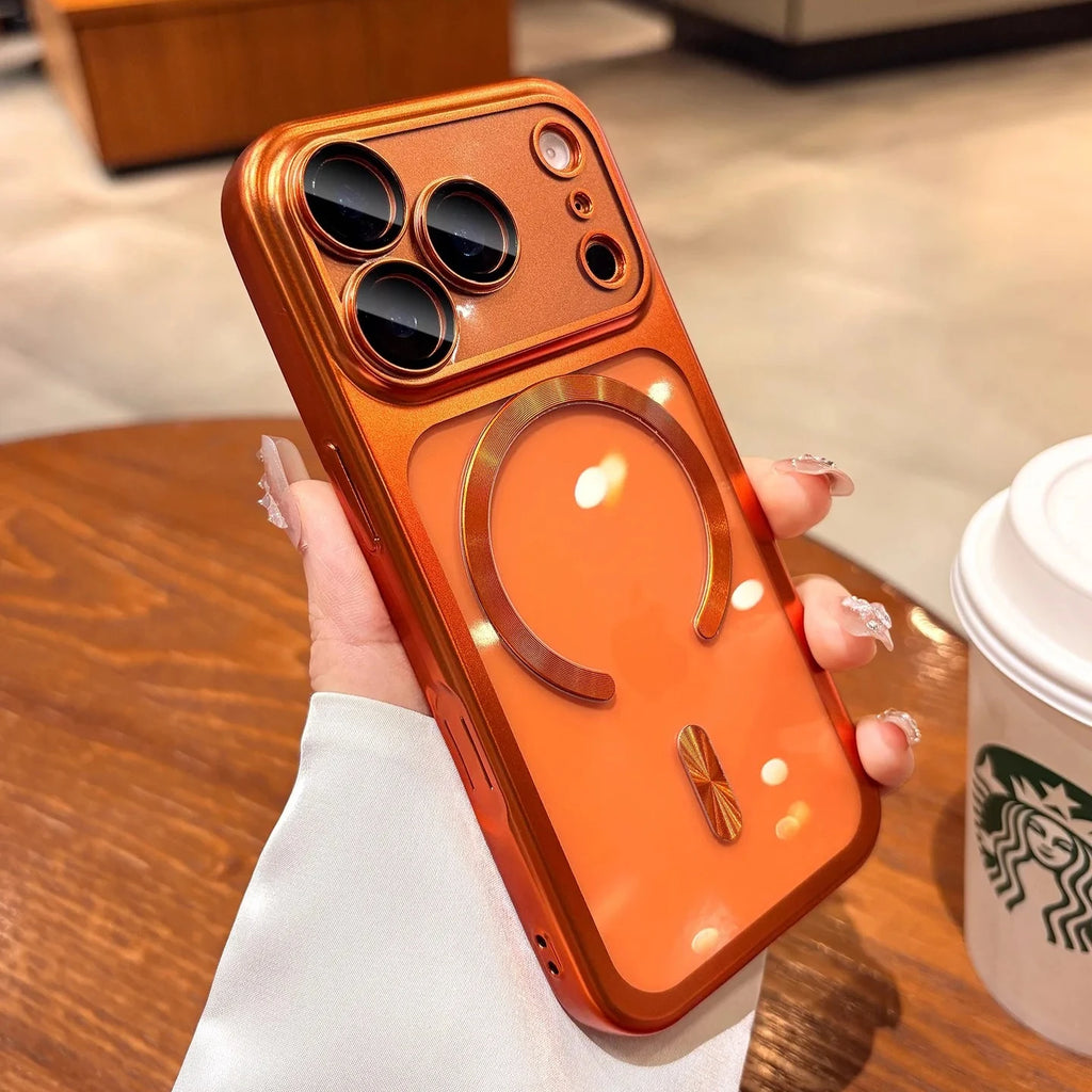 New Plating Transparent For Magsafe Magnetic Case for IPhone 17 17Pro 17 Pro Max 17 Air Original Soft TPU Lens Protector Cover