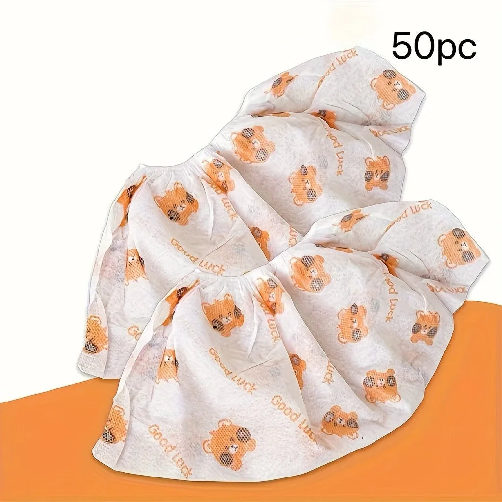 50-Pack Good Luck Bear Shoe Covers-Keep Floors Clean During Holiday Parties!Cute&Disposable for Christmas Gatherings,Indoor Use