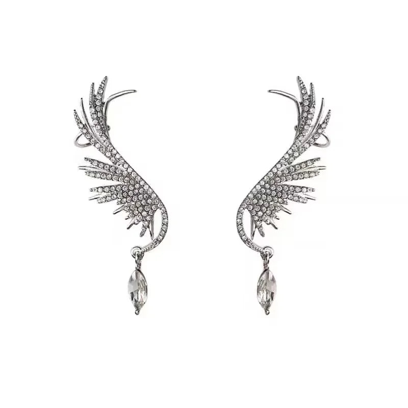 Silver Color Angel Wings Stud Ear Clamp Earrings Popular For Women Popular Jewelry Party Accessories Wholesale