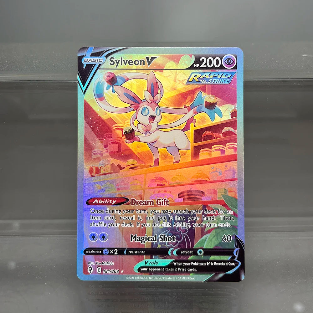 PKM Single Cards Pikachu Charizard EX Bubble Mew Game Rare Collection Cards PTCG Rainbow Proxy Cards