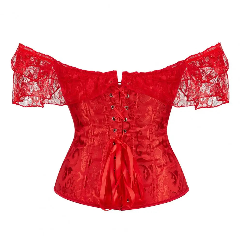 Wedding Lace Corset Women Shapewear Floral Lace Chest Lifting Corset Bodyshaper Top Boned Overbust Corset Waist Cincher 80%