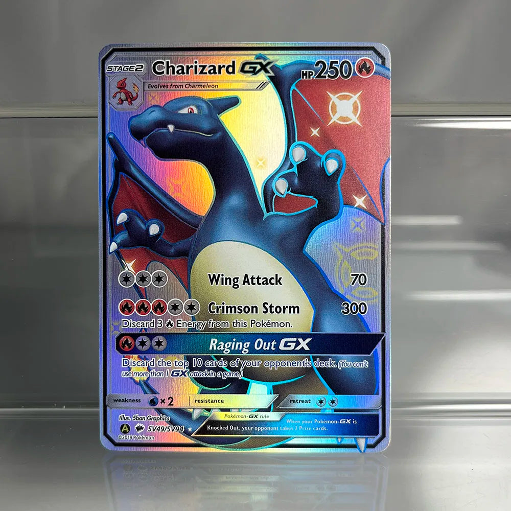 PKM Single Cards Pikachu Charizard EX Bubble Mew Game Rare Collection Cards PTCG Rainbow Proxy Cards