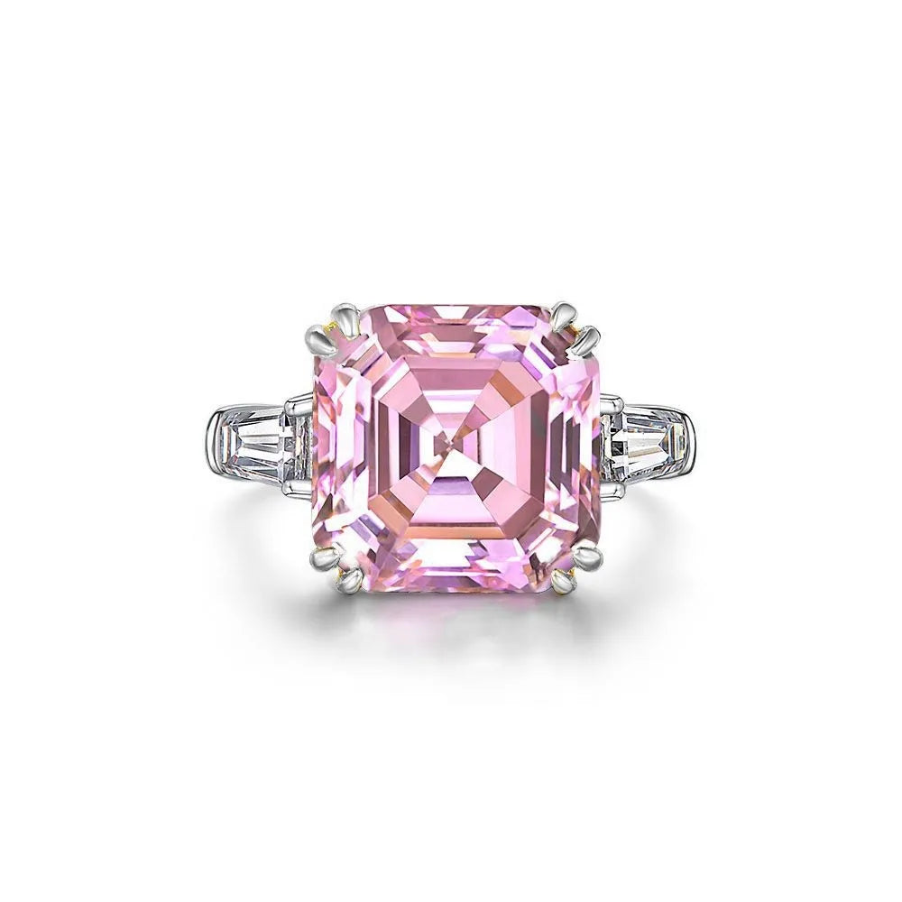 Original 925 Sterling Silver Wedding Engagement finger Rings For Women Topaz 5ct Asscher cut Simulated Diamond Platinum Jewelry