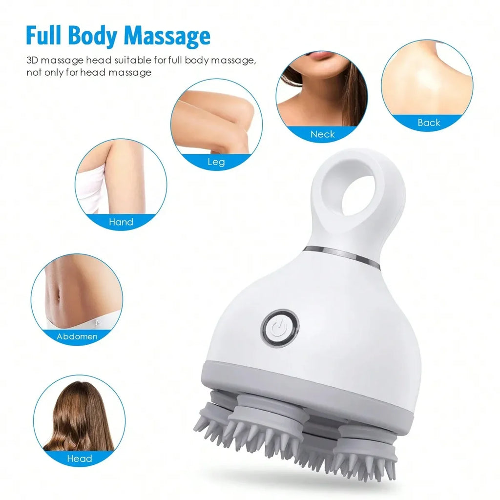 Electric Scalp Massager,With Kneading And Massage Nodes, Used For Pressure Relaxation And Deep Cleaning Of The Scalp