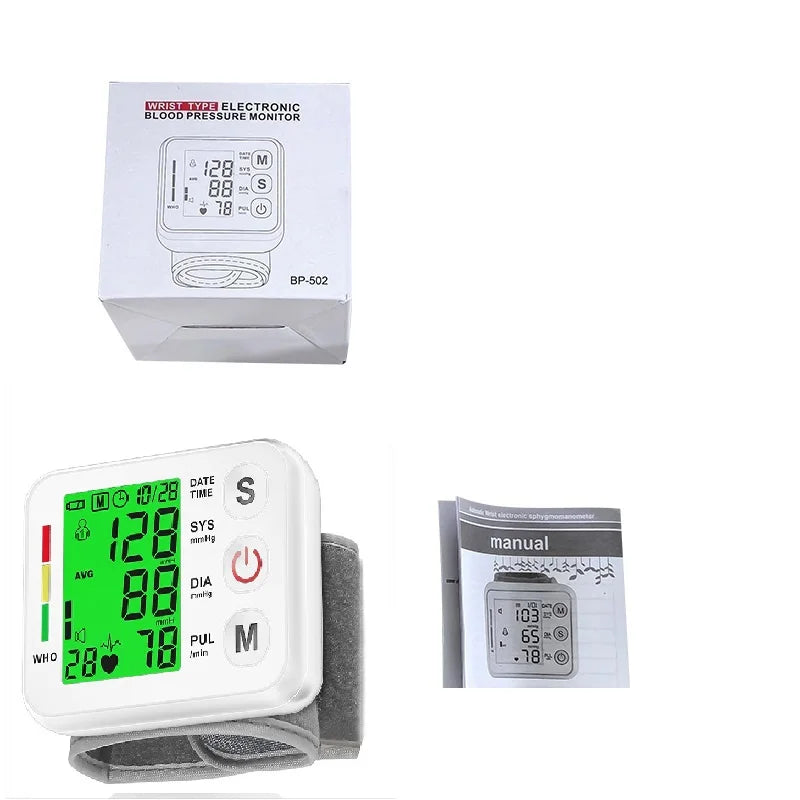 Automatic Tonometer Wrist Blood Pressure Monitor Sphygmomanometer PR LCD Screen Medical Digital Heart Rate Pulse Meter Measure