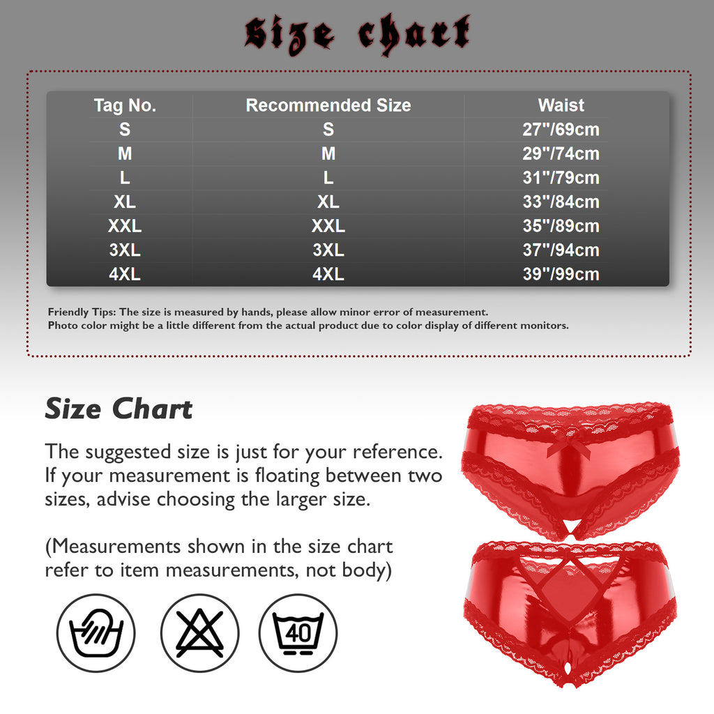 Lingerie for Ladies Women's Erotic Panties Crotch Open Sex Wet Look Porn Underwear Patent Leather Lace V-Back mujer Mini Briefs