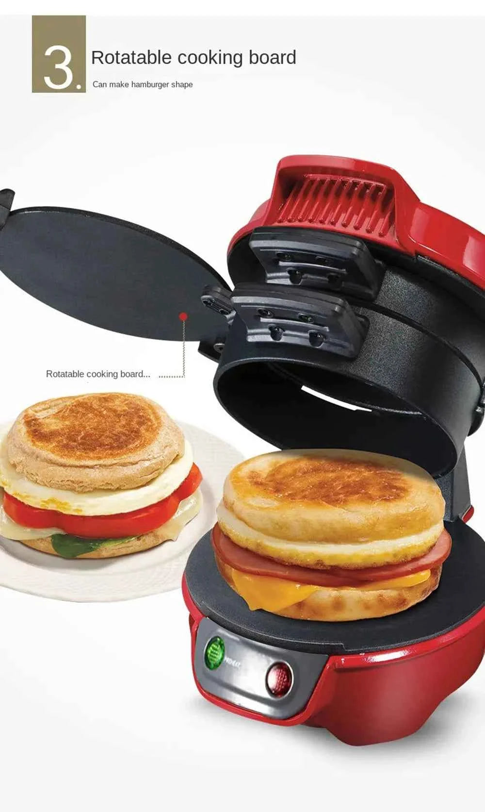 Household Breakfast Machine Hamburg Sandwich Maker With Egg Cooker Ring Machine Bread Sandwich Waffle Machine Burger Press