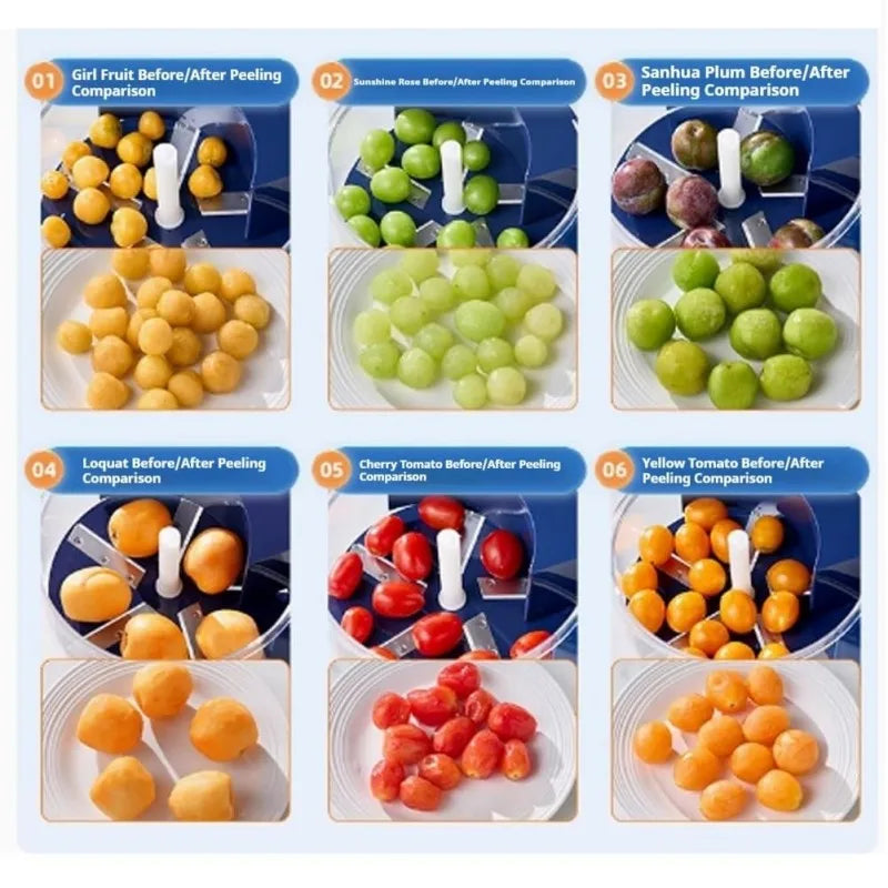 Rechargeable Fruit Peeler Fruit and Vegetable Electric Peeler Peeler Suitable for Grapes, Cherry Tomatoes, Garlic, Fruit Tools