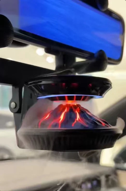 360° View Mirror Mount Volcanic Iceberg Car Diffuser - Air Purifying, Solar Powered, Forest & Floral Scents, Elegant Auto Decor