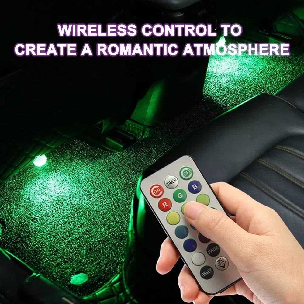 1/10PCS Wireless Adhesive LED Car Interior Ambient Light Remote Control Decor Auto Roof Foot Atmosphere Lamp Bicycle Tail Light