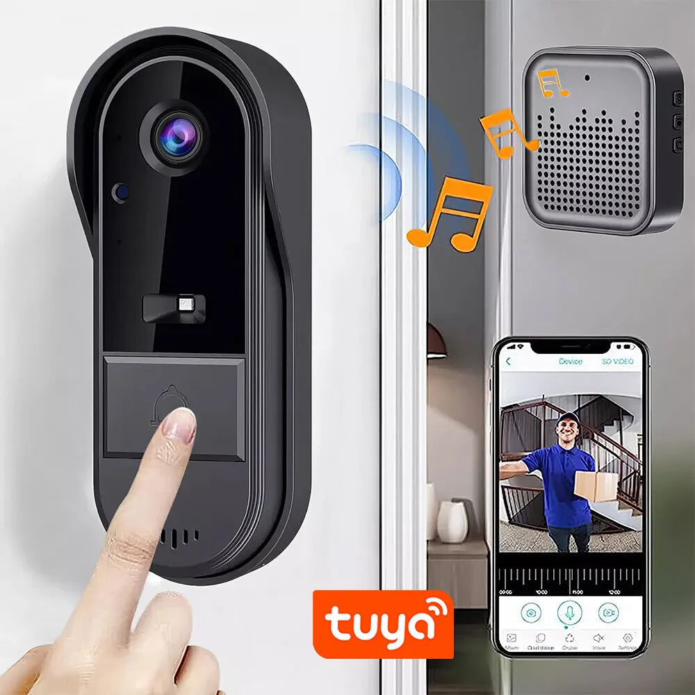 Tuya Doorbell with Camera Wireless Bundle Doorbell Smart Home Wifi Outdoor Waterproof Cam Security Audio Intercom Night Vision