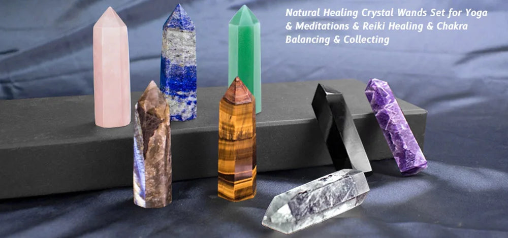 Natural Stone and Crystals Point Wand Witchcraft Rose Quartz Amethyst Home Decor Mineral Reiki Healing Stones Crafts Room Decor