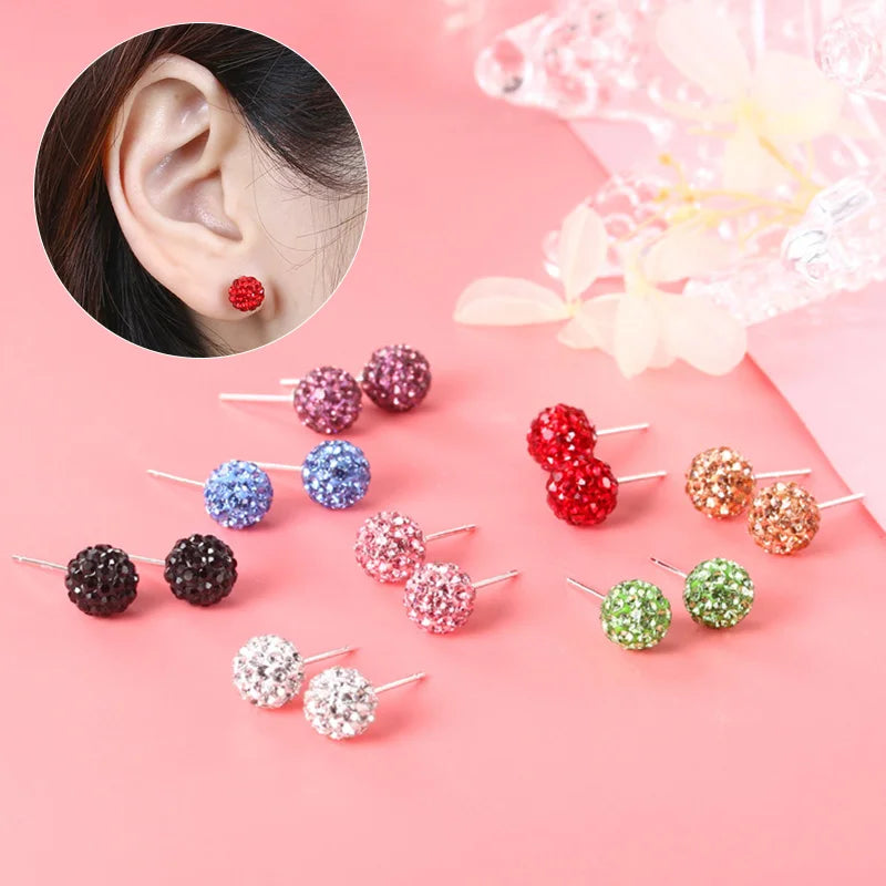 New Fashion Jewelry Full Rhinestone Ball Earrings Autumn and Winter Fashion Korean Temperament Earrings for Women Party Gift