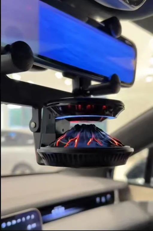 360° View Mirror Mount Volcanic Iceberg Car Diffuser - Air Purifying, Solar Powered, Forest & Floral Scents, Elegant Auto Decor