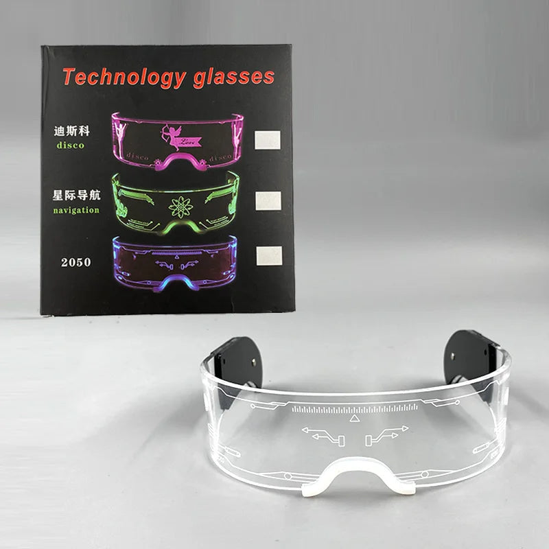 Fashion Luminous Decorative Glasses Neon Light Decoration LED Sunglasses For Nightclub DJ Dance Music Rave Costume Night