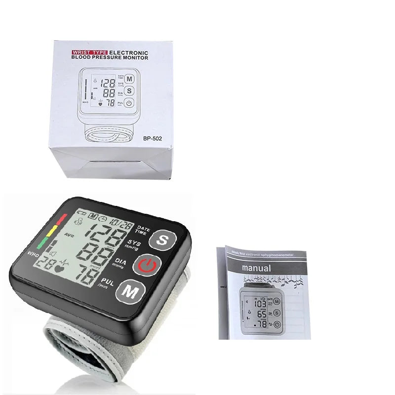 Automatic Tonometer Wrist Blood Pressure Monitor Sphygmomanometer PR LCD Screen Medical Digital Heart Rate Pulse Meter Measure
