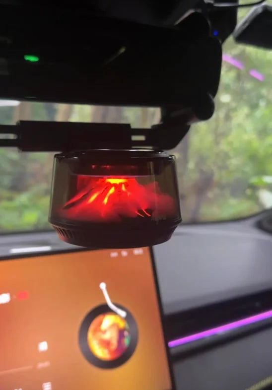 360° View Mirror Mount Volcanic Iceberg Car Diffuser - Air Purifying, Solar Powered, Forest & Floral Scents, Elegant Auto Decor