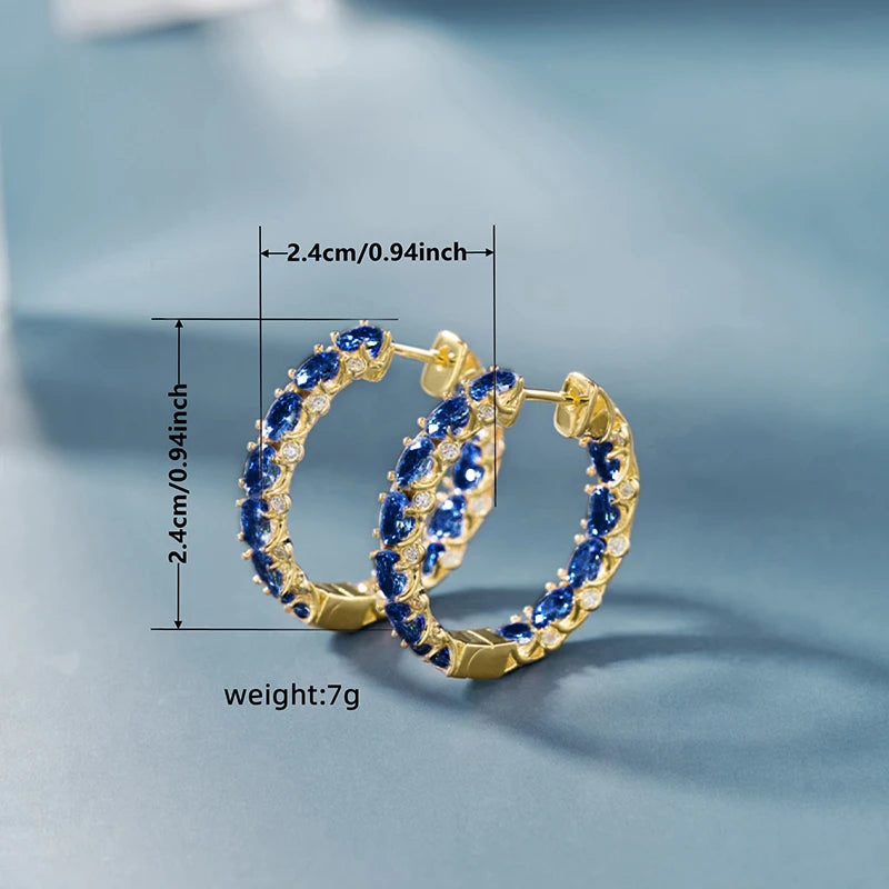 Huitan Aesthetic Women Hoop Earrings Silver Color/gold Color Fashion Daily Party Accessories Elegant Wedding Jewelry Inlaid CZ