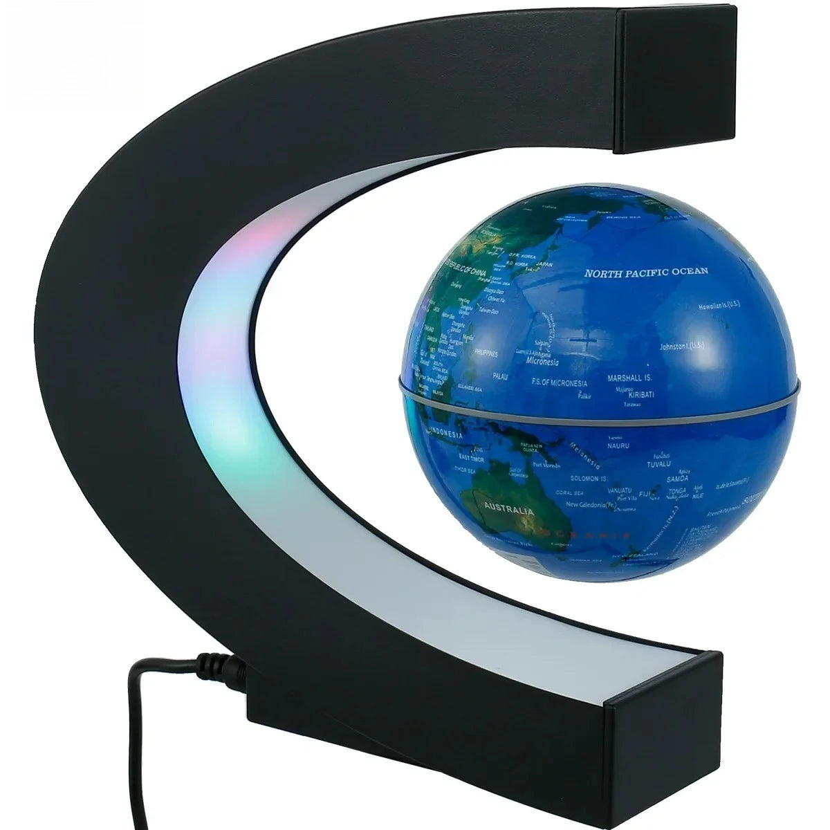 3D Magnetic Floating Earth Lamp, LED Rotating Globe Levitation Light O/C Shape Bedside Night Light Unique Gift Idea
