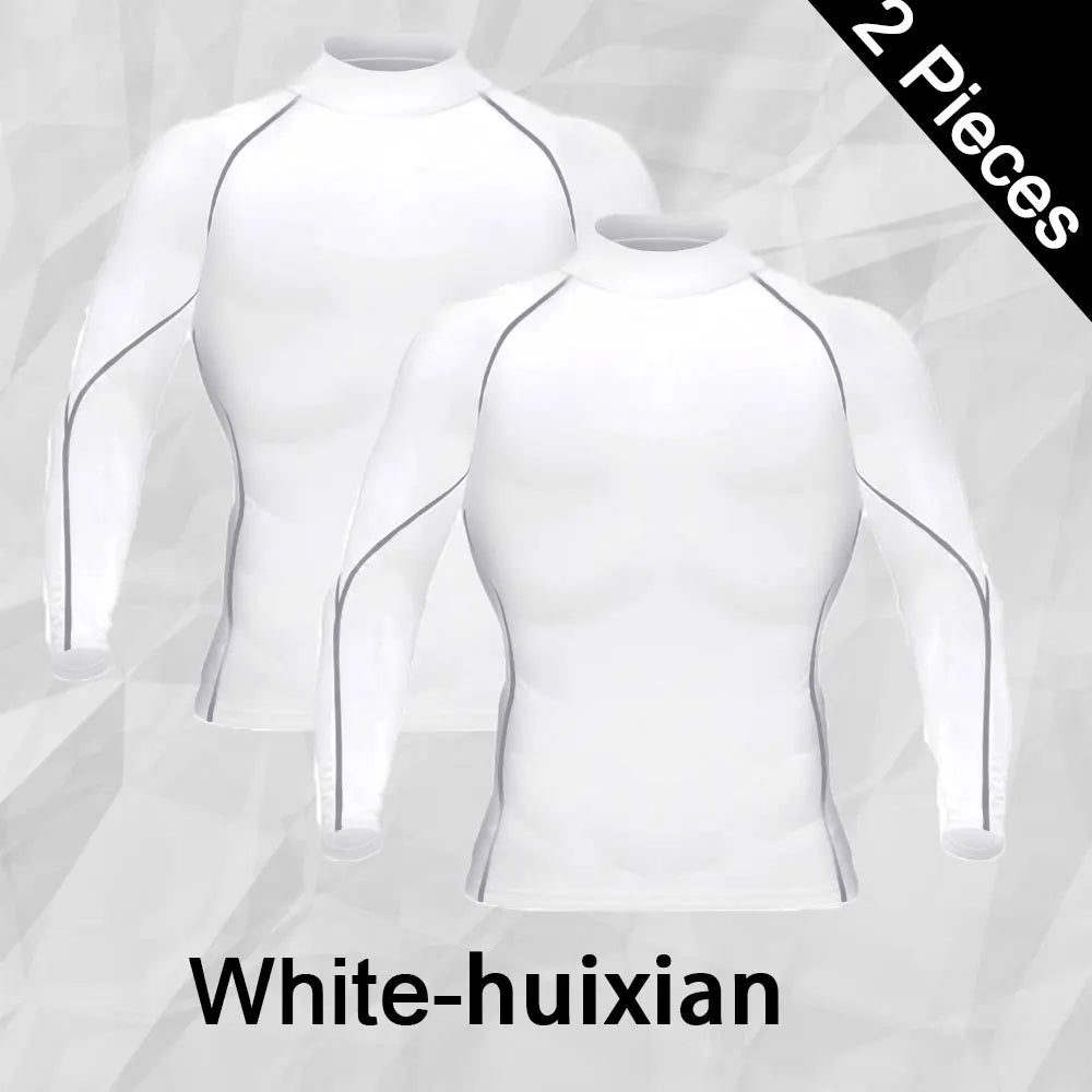 Men's Turtleneck Compression Long Sleeved Sports Fitness Tight T-shirt Running Casual Quick dry Long-Sleeved Spring and Autumn