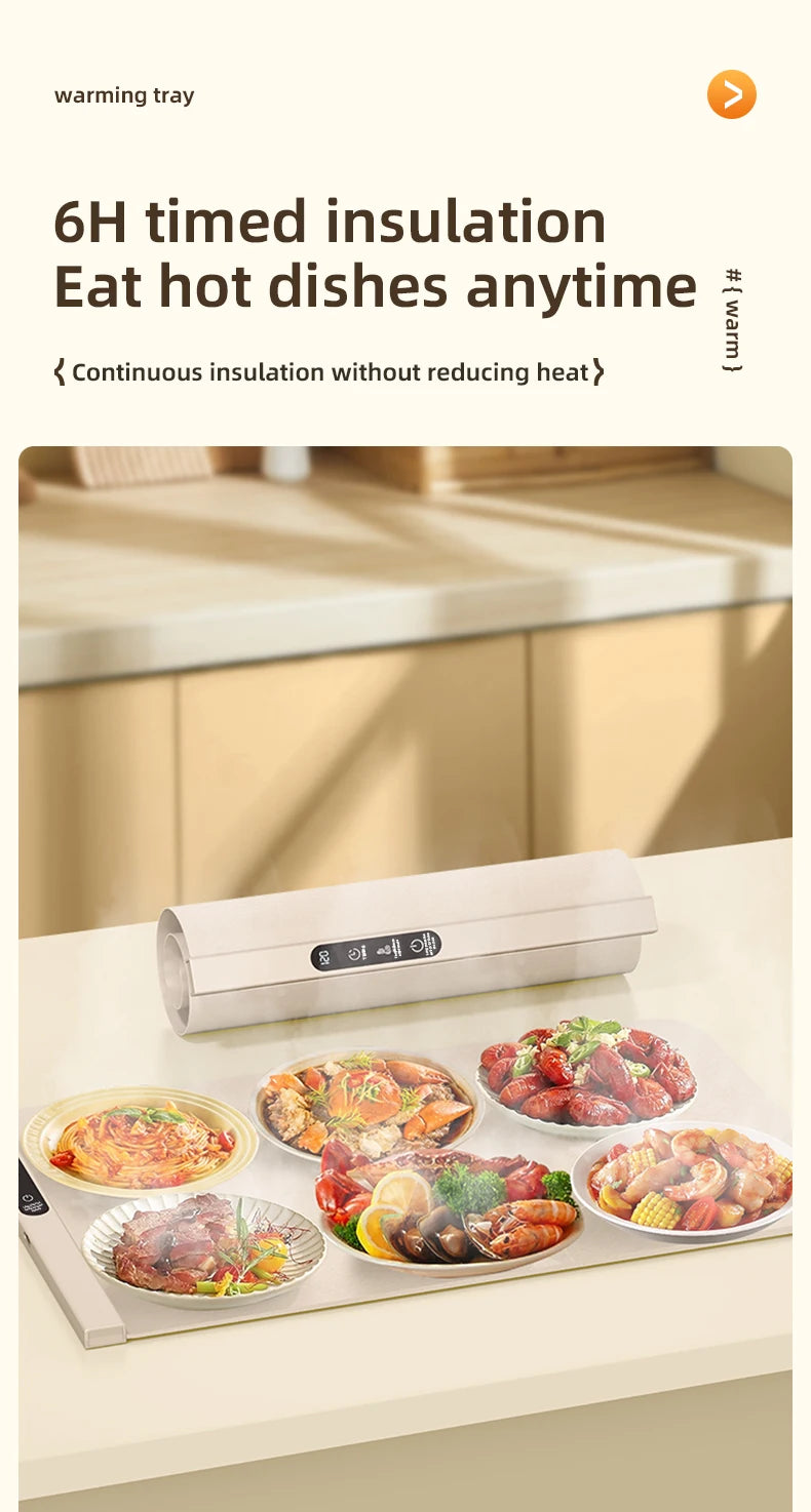 Electric Warming Tray Food Warmer Plate Foldable Portable Smart Food Fast Heating Mat Electric Warming Tray Food Warming Board