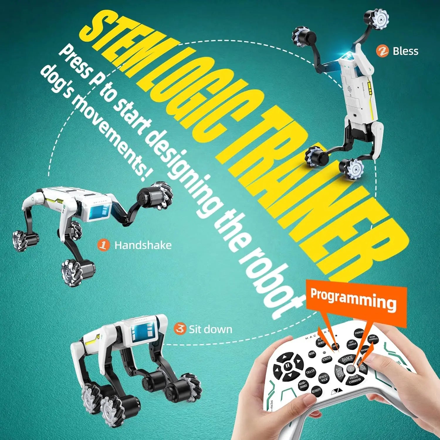 RC Intelligent Robot Dog Stunt Multifunction RC Mechanical Dog Voice Command Programmable Bionic Smart Robot Toy Gift